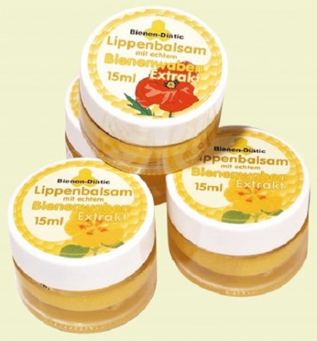 Lippenbalsam mit Bienenwaben-Extrakt im Glastöpfchen