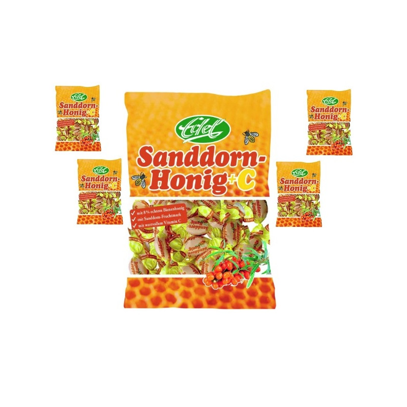 Candies from sea buckthorn, honey + vitamin C (90 g)