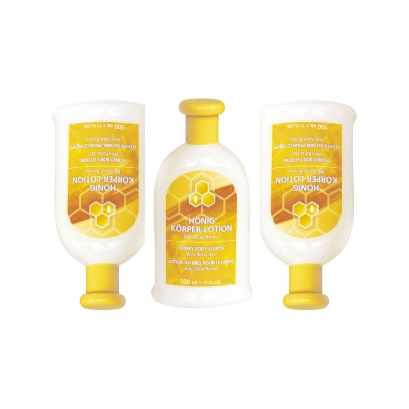 Miodowy balsam do ciała z mleczkiem pszczelim (500 ml).